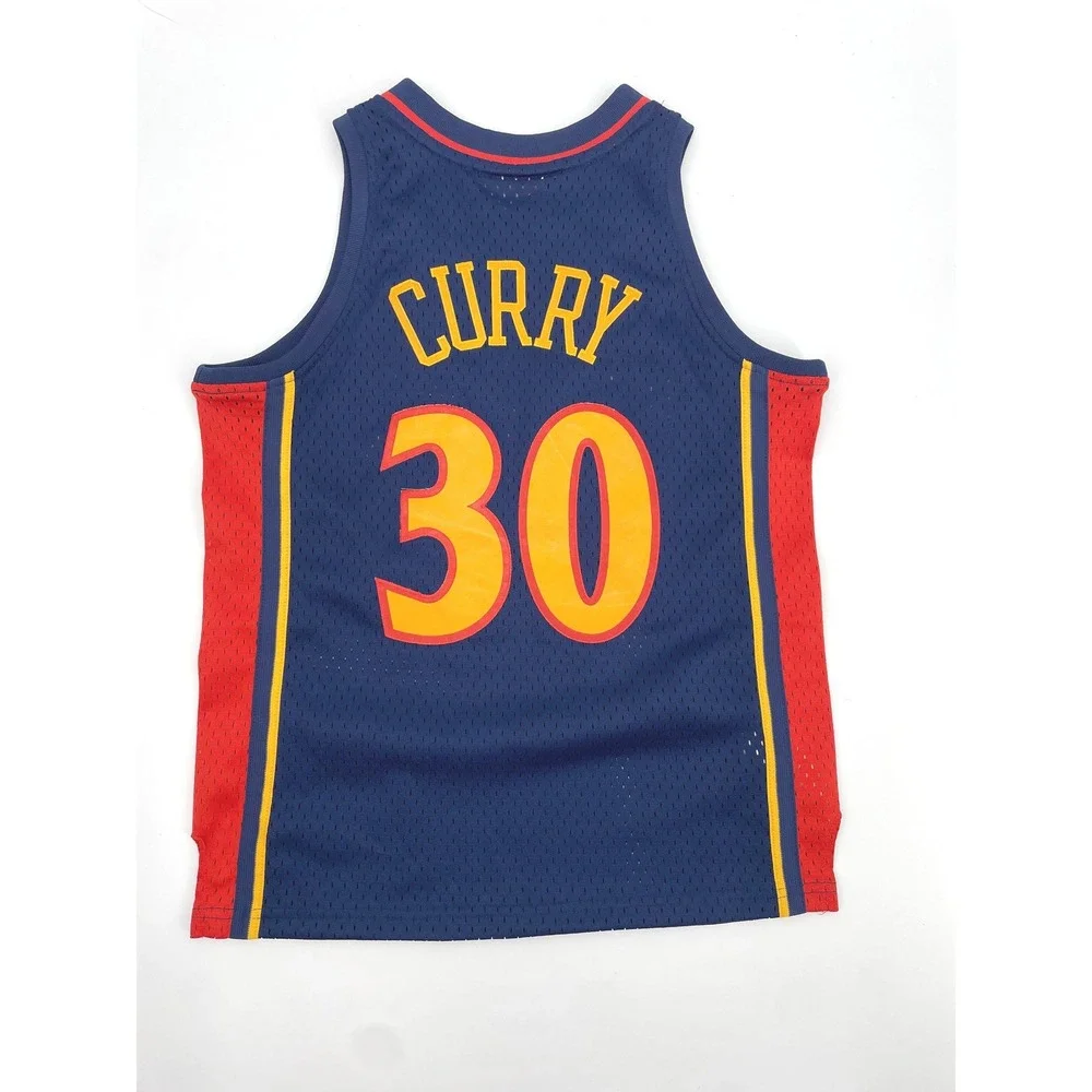 Mitchell & Ness Warriors Jersey Kids Medium 10/12 Blue Curry 30 HWC‎ NBA Road